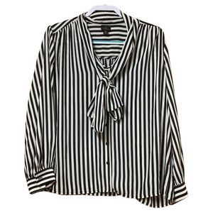 Black and white striped button-down blouse from Worthington size PXL